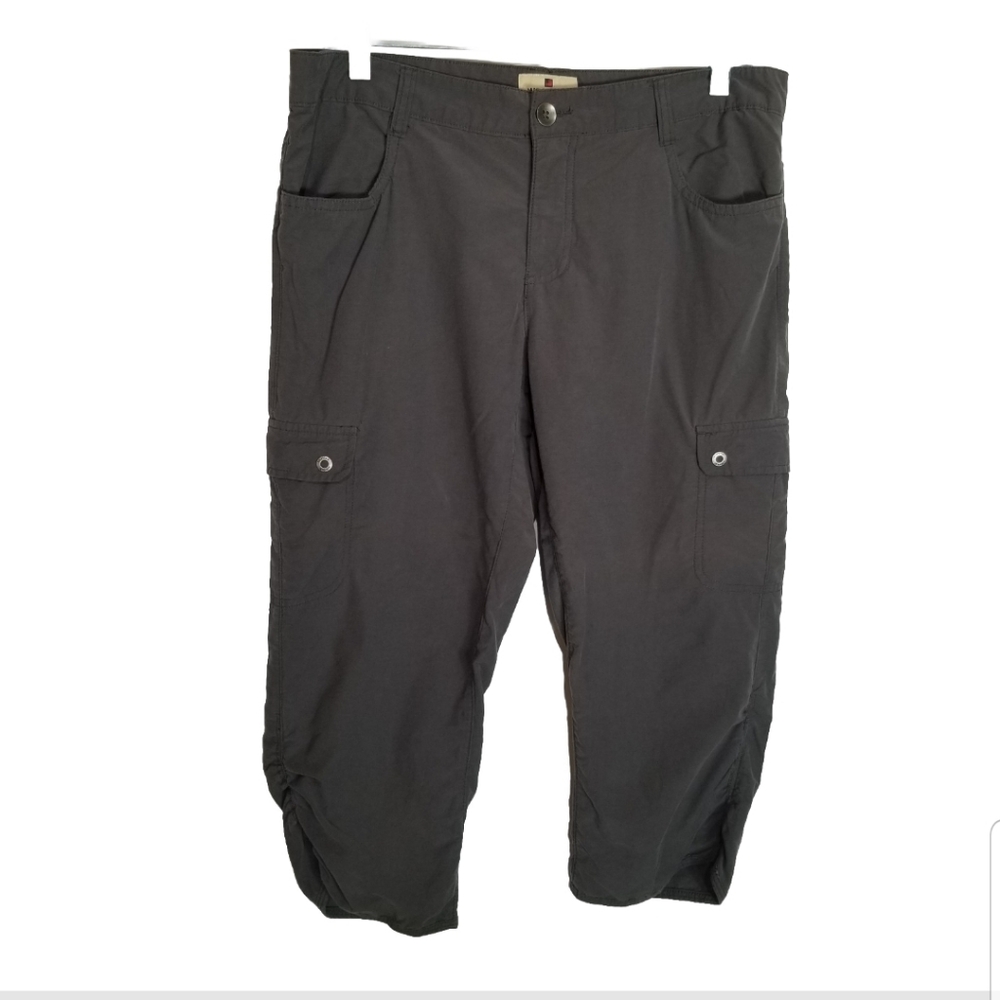 Woolrich Pants Women's 8 Cargo Capri Gray Cotton Nylon Mid Rise Hiking Camping